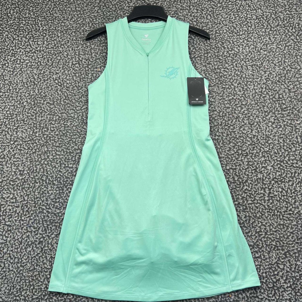 Miami Dolphins Dress Women Medium Green Fanatics Sleeveless 1/4 Zip Skort New M
